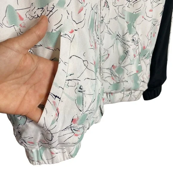Sanctuary, black,white floral,lightweight,track, zip front bomber jacket SZ-S - Picture 6 of 7